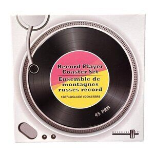 Record Player Turntable Coasters Set of 4 Retro Style Drink Surface Protectors